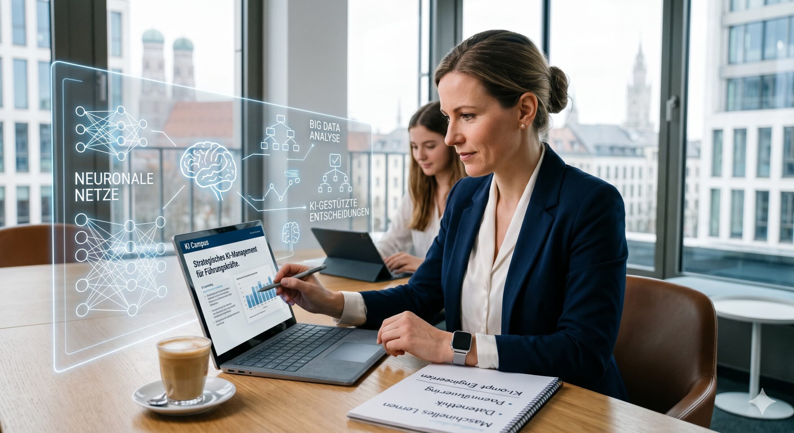 Businessfrau die KI lernt
